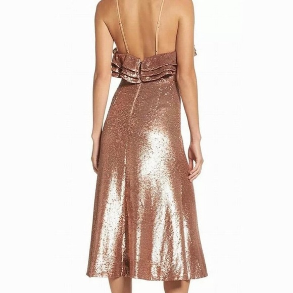 NEW C/MEO COLLECTIVE SEQUIN RUFFLE MIDI DRESS - Picture 6 of 9